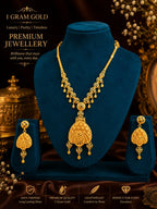1 Gram Gold Filigree Pendant Necklace Set with Earrings for Women - Madhushrea collection