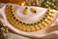 Vintage Coin & Green Stone Necklace Set