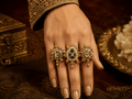 Antique Green Kundan Statement Ring for Women | Adjustable - Madhushrea collection
