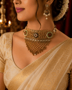 Antique Meenakari Pearl Choker Necklace Set with Earrings for Women - Madhushrea collection
