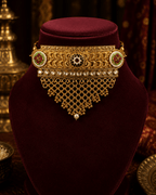 Antique Meenakari Pearl Choker Necklace Set with Earrings for Women - Madhushrea collection
