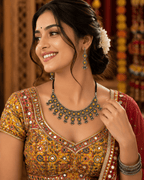 Dual Tone Oxidised Silver Coin Choker Necklace Set - Madhushrea collection