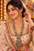 Dual Tone Oxidised Silver Long Rani Haar Necklace Set - Madhushrea collection