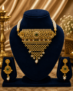Floral Pearl Royal Gold Plated Traditional Designer Choker Set - Madhushrea collection