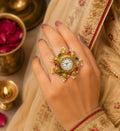 Heritage Kundan Watch Ring for Women | Adjustable Statement Ring - Madhushrea collection