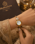 Luxury Gold Plated Anti-Tarnish Floral Bracelet Watch for Women | Stylish Kada Watch with Crystal Flower Design | Premium Gift for Women & Girls - Madhushrea collection