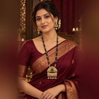 Square model photo wearing long Elephant Pendant Mangalsutra