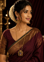 Peacock Temple Long Necklace Set with Traditional Jhumka Earrings - Madhushrea collection