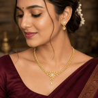 Premium AD Leaf Design Necklace Set with Earrings for Women - Madhushrea collection