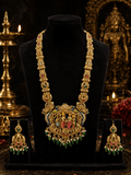 Premium Temple Ram Darbar Long Haram Necklace Set with Matching Earrings - Madhushrea collection