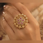 The 'Rajwada' Antique Gold-Plated Floral Statement Ring