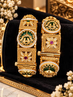 Rajwada Heritage gold look kada pair on black velvet