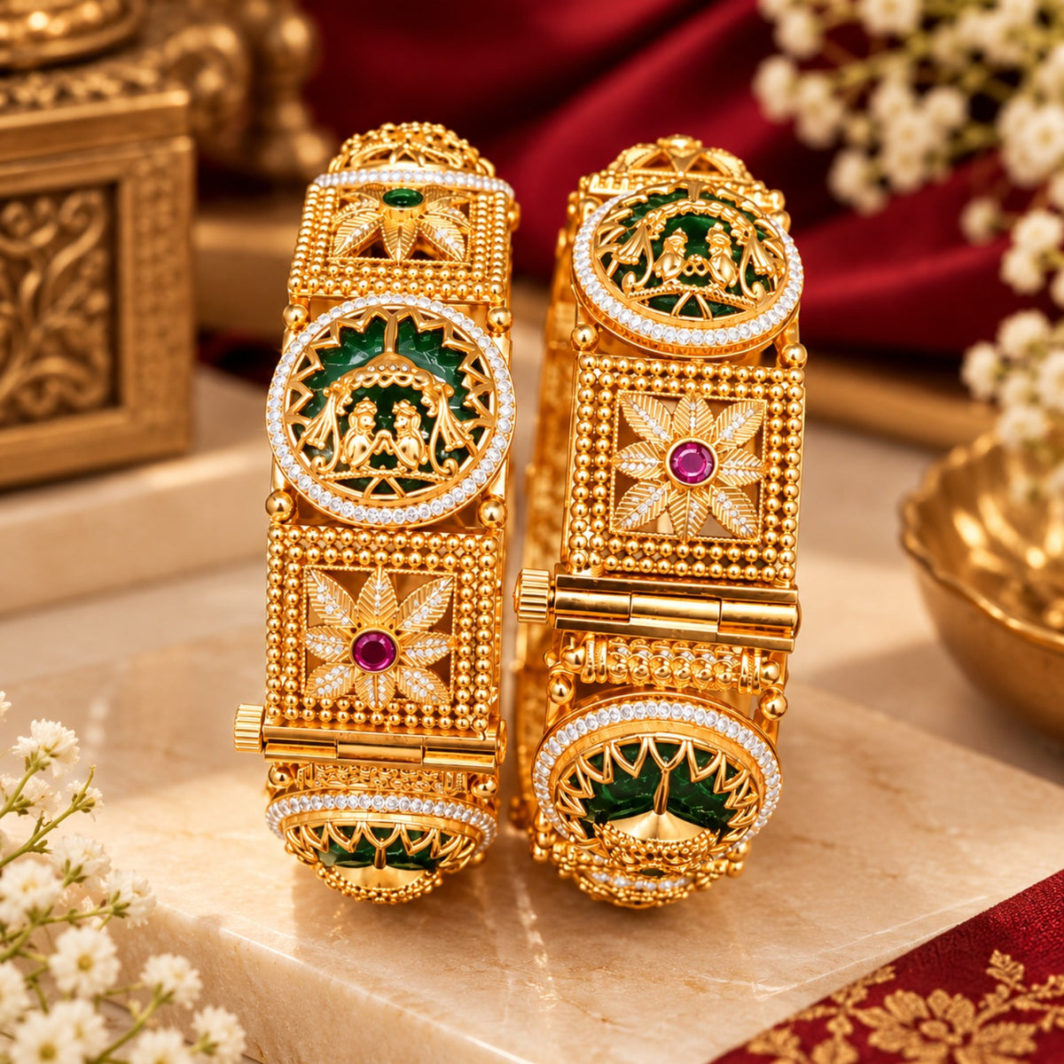 Rajwada Heritage gold look kada pair luxury product view