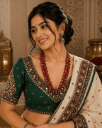 Red Thread Multi-Layer Silver Beaded Necklace - Madhushrea collection