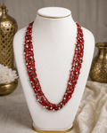 Red Thread Multi-Layer Silver Beaded Necklace - Madhushrea collection