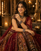 Oxidised silver layered flower ruby stone folding kada worn on wrist