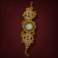 Traditional Kundan Gold-Tone Bracelet Watch with Multicolor Stones
