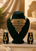 Royal Emerald Heritage Gold Plated Traditional Choker Set for Women - Madhushrea collection