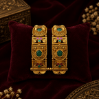 Royal Green Stone Gold Plated Traditional Designer Kada Bangle for Women - Madhushrea collection