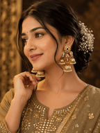 Royal Maroon Kundan Jhumka Earrings for Women | Traditional Gold Plated Pearl Drop Ethnic Jhumki - Madhushrea collection