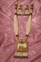 Royal Pearl Rajwadi Haar Set with Matching Earrings | Heritage Bridal Jewelry - Madhushrea collection