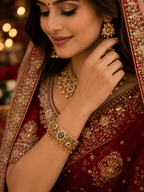 Royal Pearl Tulip Gold Plated Traditional Bridal Kada for Women - Madhushrea collection