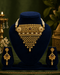 Royal Ruby Antique Gold Plated Traditional Designer Choker Set - Madhushrea collection
