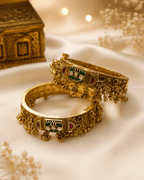 Royal Tulip Green Stone Gold Plated Bridal Kada Bangle for Women - Madhushrea collection