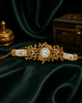 Traditional Bridal Bracelet Watch for Women | Antique Gold Pearl Kada Watch - Madhushrea collection