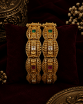 Traditional Emerald Ruby Stone Gold Plated Designer Kada Bangle for Women - Madhushrea collection