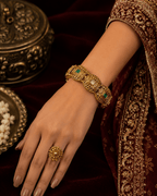 Traditional Emerald Ruby Stone Gold Plated Designer Kada Bangle for Women - Madhushrea collection