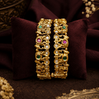 Traditional Gold Plated Ruby Emerald Designer Bangle for Women - Madhushrea collection