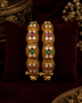 Traditional Ruby Green Stone Gold Plated Designer Kada Bangle for Women - Madhushrea collection