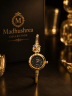 Women's Luxury Gold Plated Anti-Tarnish Bracelet Watch with Multicolor Floral Stone | Stylish Kada Watch for Women & Girls - Madhushrea collection